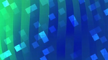 Blink Square soyutlamaları, mavi ve yeşil renkli soyut geometrik animasyonlar, ekranda hareket eden kareler, Stock telif hakkı olmayan video.