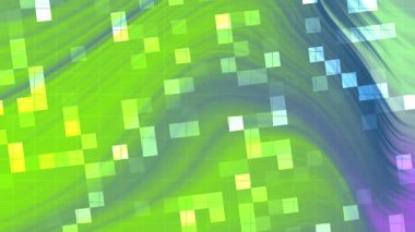 Soyut Twirl Blink Square, soyut yeşil ve mavi akış arkaplan pikselli kareler, modern hareketli grafikler, telif hakkı olmayan hisse senedi.