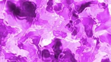 Soyut Plastik Su B, soyut akışkan sıvı yüzey canlı mor renkler ve parıldayan ışık yansımaları, Stock telif hakkı olmayan video.