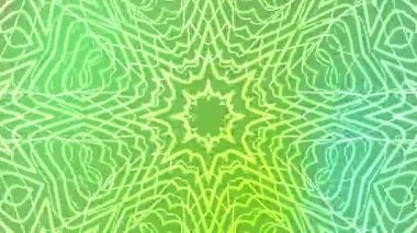 Soyut geometrik desenlere sahip soyut Twirls Kaleydoskop A, animasyon yeşil ve sarı kaleydoskop mandala tasarımı, telif hakkı olmayan stoklar.