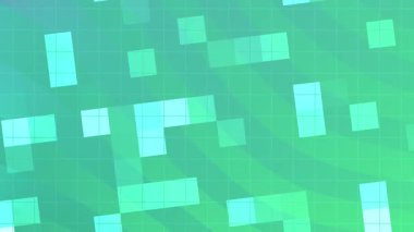 Blink Square soyutlamaları, kare şekilli soyut geometrik animasyonlar yeşil ve mavi gradyan boyunca ilerliyorlar, Video Stoku kraliyet ailesi..