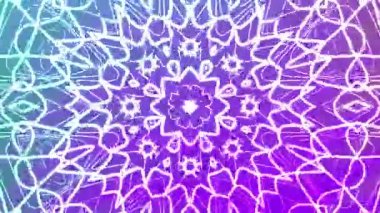 Soyut Dönen Kaleydoskop A, Soyut Neon Mandala Animasyonu Meditasyon ve Gevşeme için Gradyan Arkaplanı, Telif hakkı olmayan video.