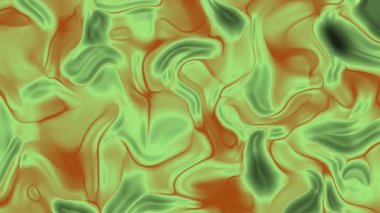 Plastik, yeşil ve turuncu renklerde soyut akışkan hareket kusursuz bir döngü arkaplan oluşturur, Stock telif hakkı olmayan video.