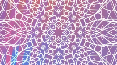 Soyut Dönen Kaleydoskop A, büyüleyici beyaz çizgi sanat mandala animasyonu canlı mor ve mavi arkaplan görselleri, izole edilmiş PNG