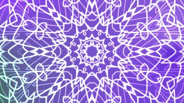 Soyut girdaplar Kaleydoskop A, soyut beyaz çizgiler mor bir arkaplan üzerinde simetrik bir kaleydoskop deseni oluşturur, beyaz arkaplan izole edilir