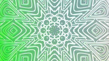 Soyut girdaplar Kaleydoskop A, soyut çiçek desenleri ve tasarımları ile büyüleyici yeşil ve beyaz kaleydoskopik animasyon, şeffaf arkaplan