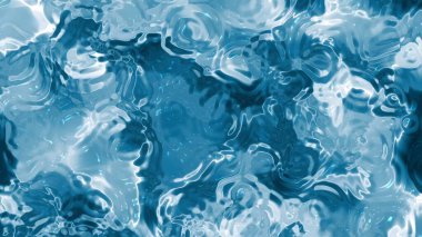 Soyut plastik su, dalgalı ve dalgalı soyut mavi su yüzeyi, kusursuz döngü animasyonu, şeffaf arkaplan