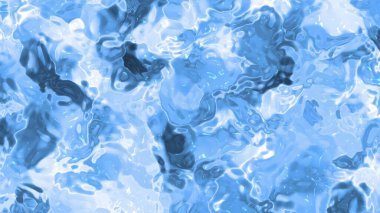 Soyut Plastik Su B, soyut mavi su yüzeyi yansımaları ve pırıltılı gölgeler pürüzsüz döngü, izole edilmiş PNG