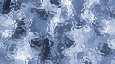 Soyut Plastik Su A, soyut mavi su yüzeyi ışık yansımaları ve parıldayan dokular, pürüzsüz döngü, beyaz arka plan izole edilmiş