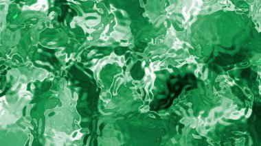 Soyut Plastik Su A, soyut yeşil sıvı hareket arkaplanı, akan ve dalgalanan su yüzeyi dokusu, şeffaf arkaplan