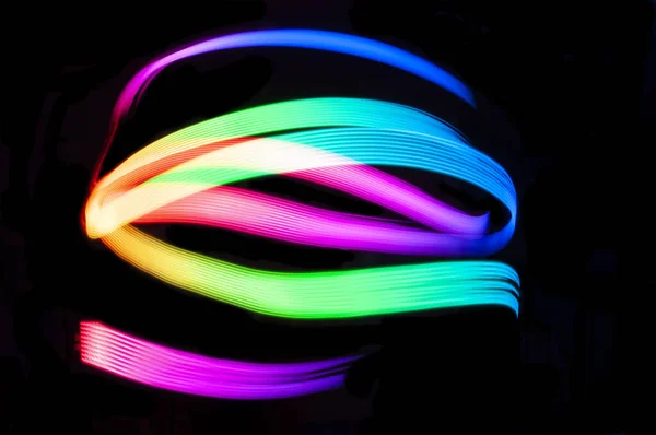 Light Painting Lines Colour Led Verlichting Design Stijl Nachtlampjes Tekenen — Stockfoto