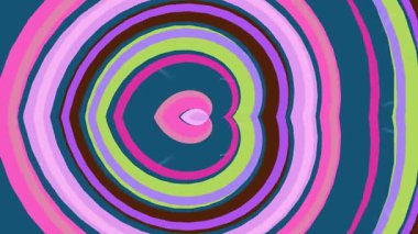 Psychedelic Concentric Heart Shapes Motion Graphic with Vibrant Pink and Blue Colors for Love and Music Event Visuals
