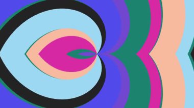 Özet Retro Psychedelic Concentric Heart Shapes Motion Grafik Arkaplan Döngüsü Yaratıcı VJ Görseller için Pembe ve Yeşil Renkler