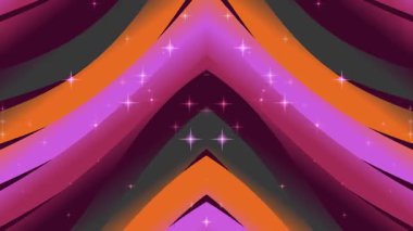 Mor ve Turuncu Retro Gradyanlı Sentetik Yıldız Arkaplan Döngüsü ve 80 'lerin Nostaljik Estetik Video Projeleri İçin Parlayan Yıldızlar