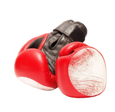 İzole edilmiş beyaz bir arkaplanda boks eldivenleri