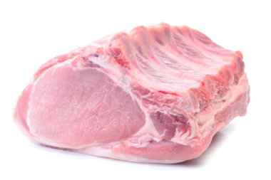 Beyaz bir arka plan üzerinde domuz eti