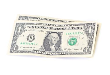 Beyaz arka planda bir dolar.