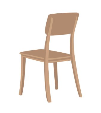 Açık kahverengi tahta koltuğun minimalist düz vektörü, beyaz arkaplandaki arka açıdan bakıldığında, mobilya tasarımı, web grafikleri ve illüstrasyon projeleri için ideal.