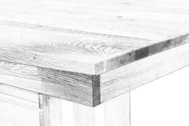 Tahta masa yüzeyi. Doğal ahşap mobilyalar yakın plan fotoğraf arkaplanı. Sağlam ahşap masa ve bacaklar. Eko mobilya üretimi, üretim