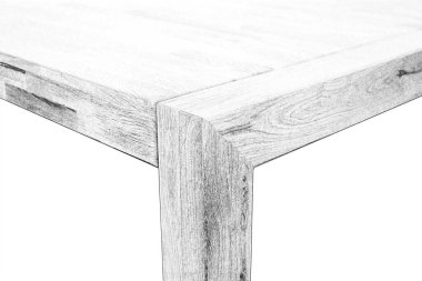 Ahşap yemek masası yüzeyi. Doğal ahşap mobilyalar yakın plan fotoğraf arkaplanı. Sağlam ahşap masa ve bacaklar. Eko mobilya üretimi, üretim