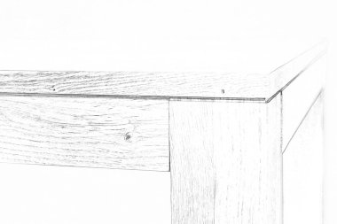 Ahşap yemek masası yüzeyi. Doğal ahşap mobilyalar, sağlam arka planda izole edilmiş. Sağlam ahşap masa ve bacaklar. Eko mobilya üretimi