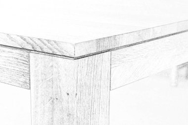 Ahşap yemek masası yüzeyi. Doğal ahşap mobilyalar beyaz arka planda izole edilmiş. Katı tahta masa üstü ve bacak şablonu