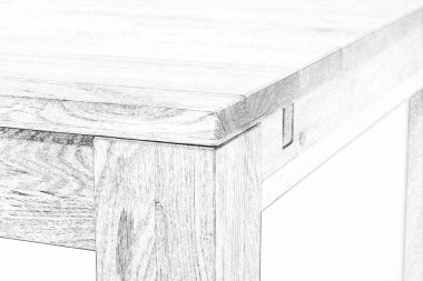 Ahşap yemek masası yüzeyi. Doğal ahşap mobilyalar. Mavi arka planda izole edilmiş. Katı tahta masa ve bacaklar.