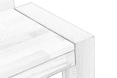 Tahta bank yüzeyi. Doğal ahşap mobilyalar, beyaz arka planda izole edilmiş. Video ya da fotoğraf çekimi için sağlam ahşap bank