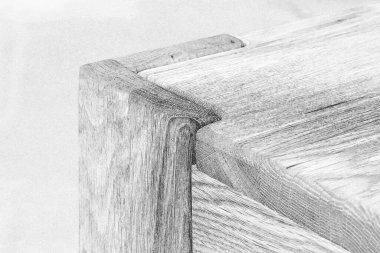 Tahta bank yüzeyi. Doğal ahşap mobilyalar, yakın görüş, sağlam arka planda izole. Video ya da fotoğraf çekimi için sağlam ahşap bank