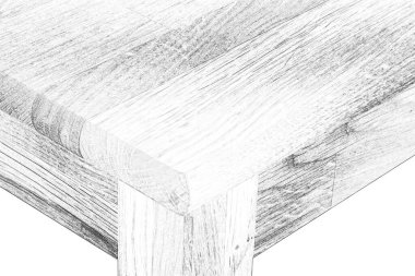 Tahta masa yüzeyi. Doğal ahşap mobilyalar. Katı ahşap masa üstü ve bacaklar beyaz arkaplan üzerinde izole