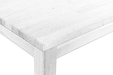 Tahta masa yüzeyi. Doğal ahşap mobilyalar. Katı ahşap masa üstü ve bacaklar beyaz arkaplan üzerinde izole