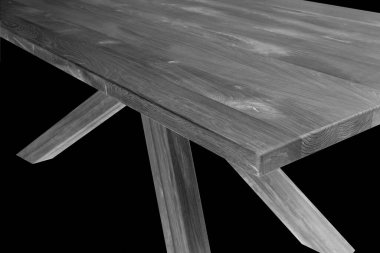 Tahta masa yüzeyi. Doğal ahşap mobilyalar yakın plan fotoğraf arkaplanı. Sağlam ahşap masa ve bacaklar. Eko mobilya üretimi, üretim