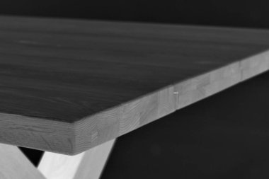 Ahşap yemek masası yüzeyi. Doğal ahşap mobilyalar yakın plan. Katı ahşap masa üstü