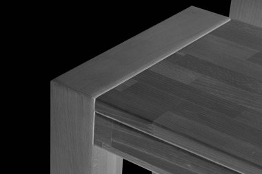 Tahta bank yüzeyi. Doğal ahşap mobilyalar, beyaz arka planda izole edilmiş. Video ya da fotoğraf çekimi için sağlam ahşap bank