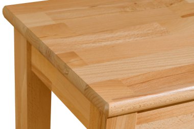 Tahta masa yüzeyi. Doğal ahşap mobilyalar. Katı ahşap masa üstü ve bacaklar beyaz arkaplan üzerinde izole