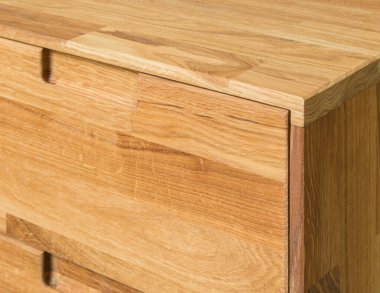 Drawers close view photo, wooden furniture background
