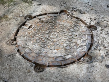 Kanalizasyon grunge tarzı arkaplan, zemin yakın görünüm fotoğrafı