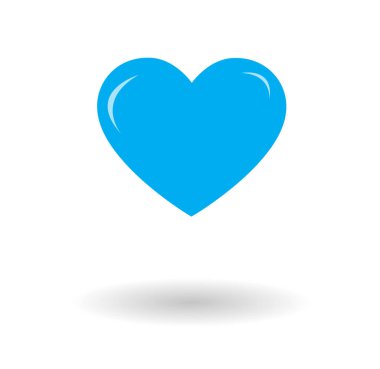 Mavi kalbin vektör simgesi, aşk sembolü düz stil grafikleri. Beyaz arka planda izole edilmiş kalp şekli, 10 piktogram çekiyor. Kalp işareti, Sevgililer Günü Sevgi ve duygular