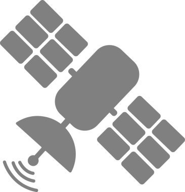 Beyaz arkaplan üzerinde uydu simgesi. Pictogram vektör illüstrasyonu yayınlanıyor