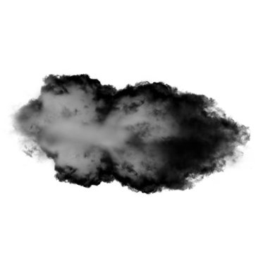 Kara bulut veya beyaz arka plan üzerinde bulut şekil illüstrasyon izole duman