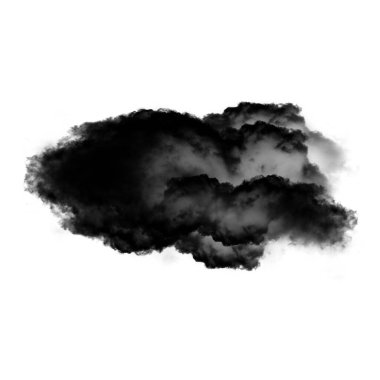 Beyaz arka plan üzerinde 3d render illüstrasyon izole duman siyah gerçekçi bulutlar