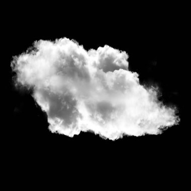 Beyaz siyah arka plan üzerinde gerçekçi izole kabarık bulut bulut ya da duman 3d render illüstrasyon