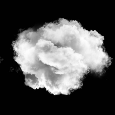 Beyaz siyah arka plan üzerinde gerçekçi izole kabarık bulut bulut ya da duman 3d render illüstrasyon
