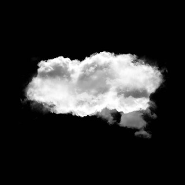 Siyah arkaplan üzerinde izole beyaz bulut şekli çizimi;