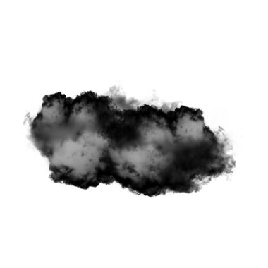 Kara bulut veya beyaz arka plan üzerinde bulut şekil illüstrasyon izole duman