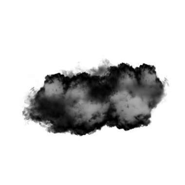 Kara bulut veya beyaz arka plan üzerinde bulut şekil illüstrasyon izole duman