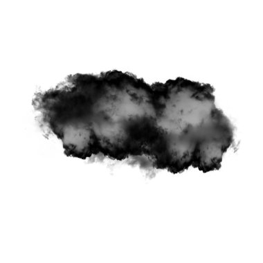 Kara bulut veya beyaz arka plan üzerinde bulut şekil illüstrasyon izole duman