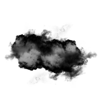 Kara bulut veya beyaz arka plan üzerinde bulut şekil illüstrasyon izole duman