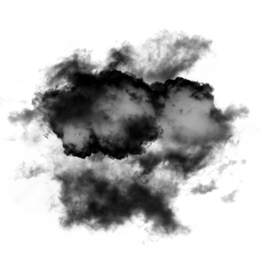 Kara bulut veya beyaz arka plan üzerinde bulut şekil illüstrasyon izole duman