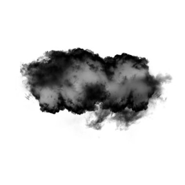 Kara bulut veya beyaz arka plan üzerinde bulut şekil illüstrasyon izole duman